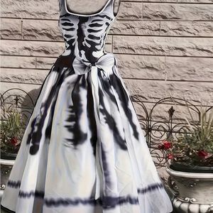 Woman’s Skeleton Dress. Graphic Tank Dress, Sleeveless Party A-line Dress.